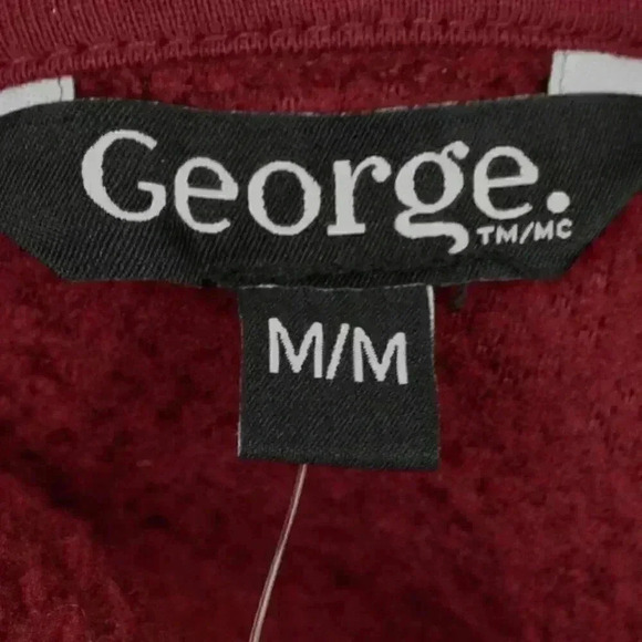 NEW! GEORGE fleece men's‎ hoodie burgundy Med/Lg/XL - Picture 6 of 7